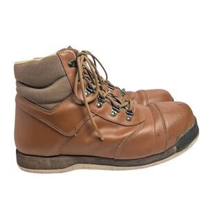 Cabela's Brown Tan Leather Felt Bottom Fly Fishing Wading Boots Mens 12